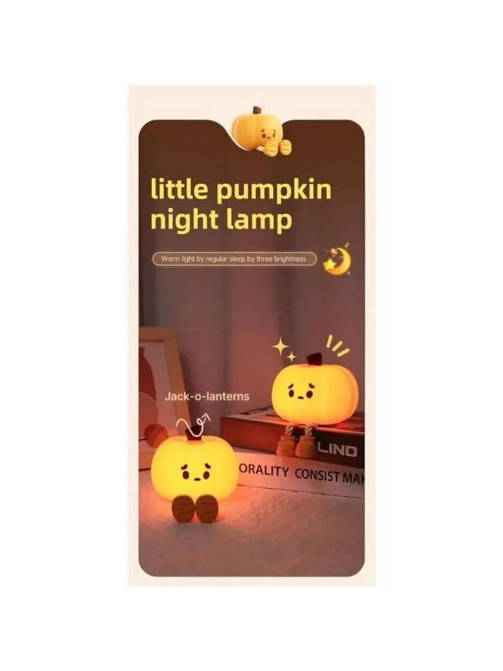 Pumpkin Night Light Halloween LED Silicone Squishy Dimmable Rechargeable Kids
